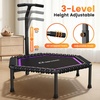 image:imageANCHEER 50 Trampoline  Rebounder Trampoline for Adults with T Bar Exercise Trampoline Max Load 500lbs Adjustable Handle Mini Trampolines with Bungees Stable amp QuietIndoor OutdoorGym WorkoutProPurple